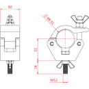DOUGHTY T57201 HOOK CLAMP With M12 x 50 bolt and wingnut, black
