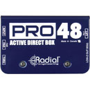 RADIAL PRO48 DI BOX Active, mono, 6.35mm jack input, 6.35mm jack thru