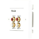 MUXLAB 500033-WP AUDIO BALUN Wallplate, 4-channel, 4x female RCA, 1-gang UK, white