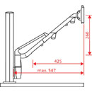 YELLOWTEC m!ka EASYLIFT MONITOR ARM M Height adjustable, supports 3-8kg, silver