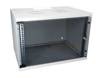LANDE NETBOX SOHO WALL RACK CABINET 12U, 400d, with glass door, grey, flat-packed