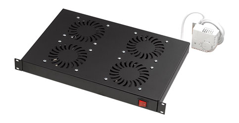 CANFORD FRONT MOUNT FAN TRAY 4 fans, on/off switched, with thermostat, black