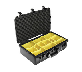 PELI 1555 AIR CASE Internal dimensions 584x324x191mm, with padded dividers, black