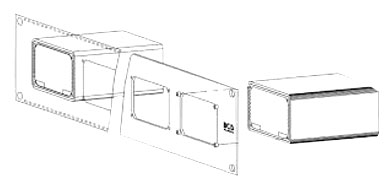 BCD EXTRUDED BOX RACKMOUNT PANEL 2U, 4 boxes