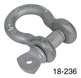 DOUGHTY T39300 BOW SHACKLE 10mm pin, 13mm jaw, 750kg SWL, silver