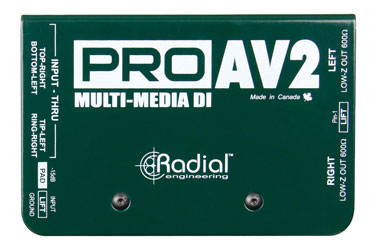 RADIAL PROAV2 DI BOX Passive, stereo, 6.35mm jack/phono inputs