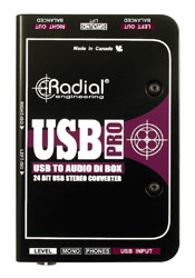 RADIAL USB-PRO DI BOX Active, stereo, USB type-B input