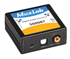 MUXLAB 500087 DIGITAL AUDIO CONVERTER S/PDif RCA, Toslink in, S/PDif RCA and Toslink digital out