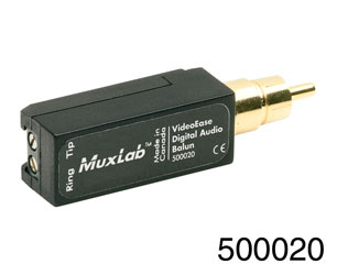 MUXLAB 500020 DIGITAL AUDIO BALUN Male RCA, terminal screws
