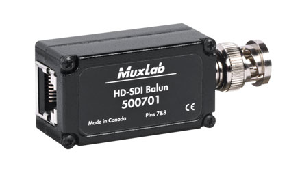 MUXLAB 500701-2PK BALUN HD-SDI video, over Cat5E/6, 45m reach, 1x male BNC, pack of 2