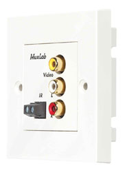 MUXLAB 500049-WP AUDIO/VIDEO BALUN Wallplate, 1x composite video, IR pass-thru, 1-gang UK, white