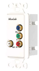 MUXLAB 500053-WP AUDIO/VIDEO BALUN Wallplate, 1x component video, mono audio, 1-gang US, white