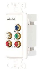 MUXLAB 500058-WP AUDIO/VIDEO BALUN Wallplate, 1x component video, stereo audio, 1-gang US, white