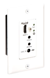 MUXLAB 500451-WP VIDEO EXTENDER Wallplate, transmitter, HDMI, UHD-4K, 1-gang US, Decora, white