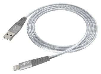 JOBY CHARGE AND SYNC CABLE Lightning, Apple MFi certified, braided nylon, 2.4A, 3m, grey
