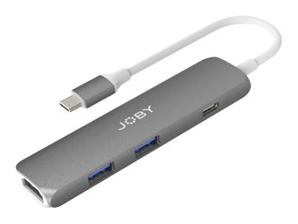 JOBY USB-C HUB ADAPTER USB-C to 2x USB-A/1x USB-C/1x 4K HDMI, PD through, aluminium housing, grey