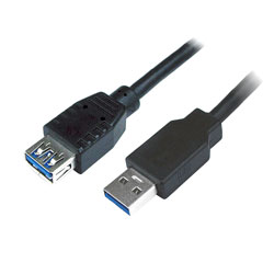 USB CABLE 3.0, Type A male - Type A female, 2 metre, black