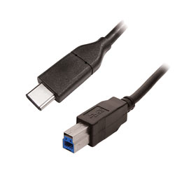 USB CABLE 3.1, Type C male - Type B male, 2 metre, black