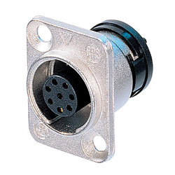 NEUTRIK ORP8F-NI NEUTRICON Panel socket, nickel, with insert and NEUTRICON Female solder contacts