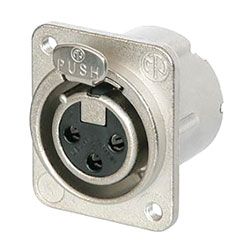 NEUTRIK NC3FD-LX-M3 XLR Female panel connector, nickel shell, silver contacts, M3 holes