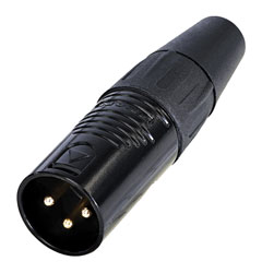 REAN RC3M-B XLR Male cable connector, black shell, gold-plated contacts, 3-pin