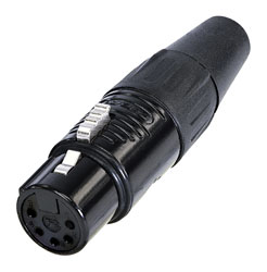 REAN RC5F-BAG XLR Female cable connector, black shell, silver-plated contacts, 5-pin