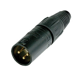 NEUTRIK NC3MX-B XLR Male cable connector, black shell, gold contacts