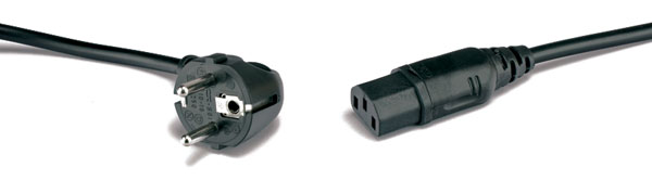 AC MAINS POWER CORDSET IEC female - SCHUKO, 3 metres, black