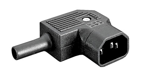 BULGIN PX0686/SE IEC MAINS CONNECTOR C14 type, male, cable, horiz. Side entry