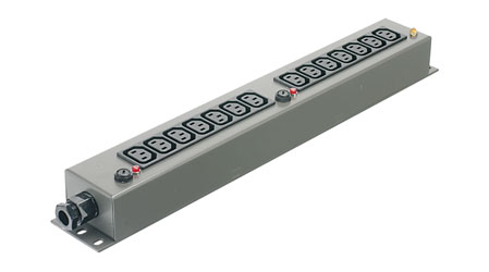 CANFORD MDS3 AC MAINS POWER DISTRIBUTION STRIP 20A, 14x IEC, cable gland, dark grey