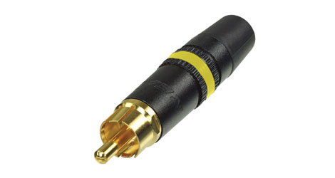 REAN NYS373-4 RCA (PHONO) PLUG Black shell, gold contacts, yellow ring