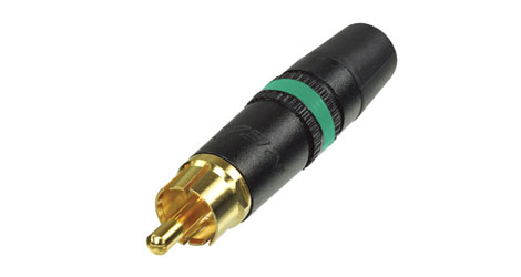 REAN NYS373-5 RCA (PHONO) PLUG Black shell, gold contacts, green ring