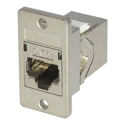 TUK PANEL MOUNT KEYSTONE RJ45 BACK-TO-BACK COUPLER Cat5E, shielded metal body