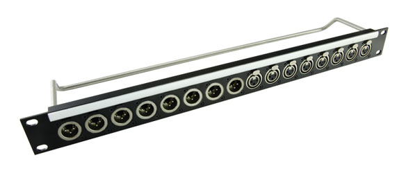 CANFORD XLR TERMINATION PANEL 1U 1x8 Neutrik XLRM (left), 1x8 Neutrik XLRF (right), black