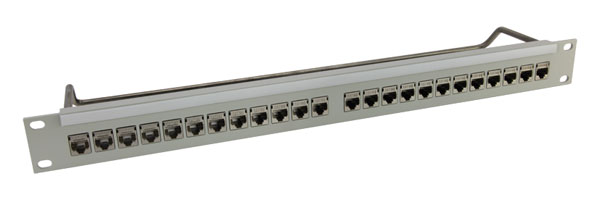 CANFORD CAT6A RJ45 PRO-STECKFELD 1HE, 1x24, FEEDTHROUGH, geschirmt, grau