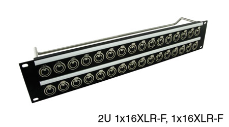 CANFORD CONNECT XLR TERMINATION PANEL 2U 2x16 Canford XLRF, black