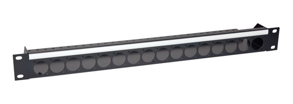 CANFORD OPTICALCON PANEL Flat 1U, 16x D-Series cutout, black
