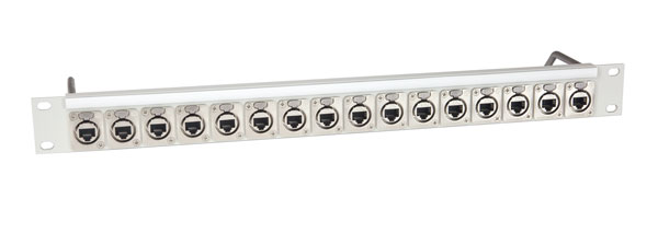 CANFORD ETHERCON TERMINATION PANEL 1U 1x16, CAT6A RJ45 Feedthrough, grey