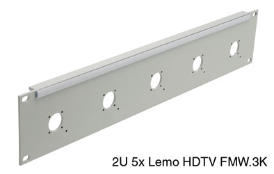 CANFORD TAILBOARD-ANSCHLUSSFELD flach, 2HE, 5x Lemo SMPTE FMW / FXW Stecker, grau