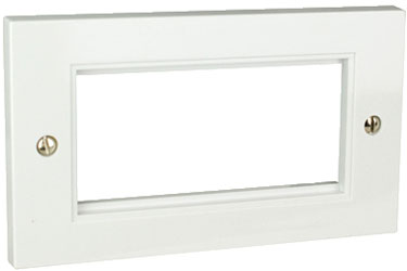 RPP EASYCLIP FACEPLATE DE334 2-gang, 2 full modules, white plastic, square corners, earth bar