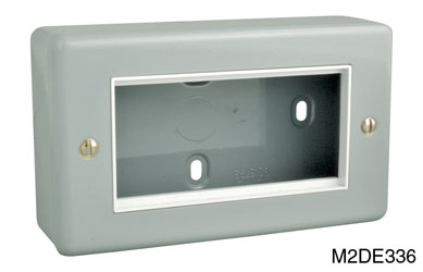 RPP EASYCLIP METALCLAD SURFACE BOX M2DE336 2-gang, 2 full modules, grey painted, white trim