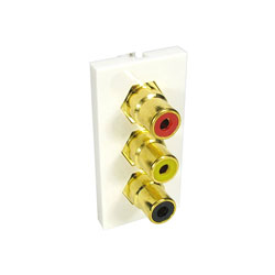 CANFORD AV MODULE Economy, Three RCA(phono) red/black/yellow, coupler type, half module, white