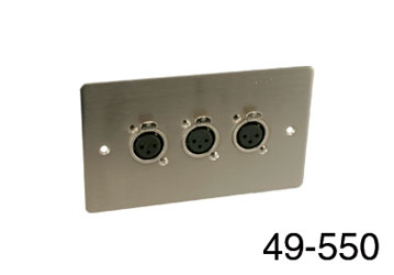 CANFORD CONNECTOR PLATE UK 2-gang, 3x XLR female, satin nickel