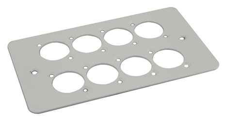 CANFORD F8W CONNECTOR PLATE 2-gang, 8 mounting holes, white