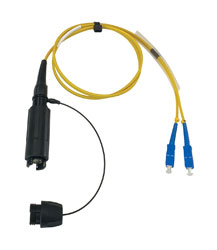 CANFORD FIBRECO HMA Junior cable connector, 2-channel, SM, with SC fibre terminated tails,1m