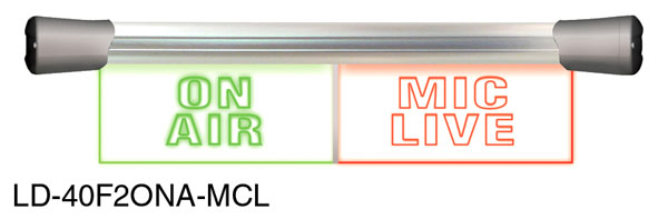 SONIFEX LDD-40F2ONA-MCL SIGNAL LED SIGN Flush-mount, twin, 2x 200mm, "On Air" & "Mic Live", DC 7-36V