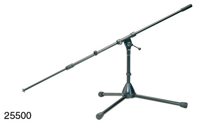 K&M 255 LOW LEVEL BOOM STAND Folding legs, 290mm, two-piece 870-1550mm boom, die-cast base, black