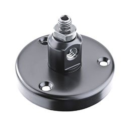 K&M 221 C TABLE MOUNT FLANGE Round steel base, 4mm cable entry hole, 39mm height, black