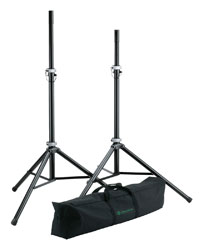 K&M 21459 LOUDSPEAKER STAND Pair, with carry case, black