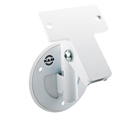 K&M 24161 LOUDSPEAKER MOUNT Wall, up to 15kg, 0-45 degree tilt, swivel, white